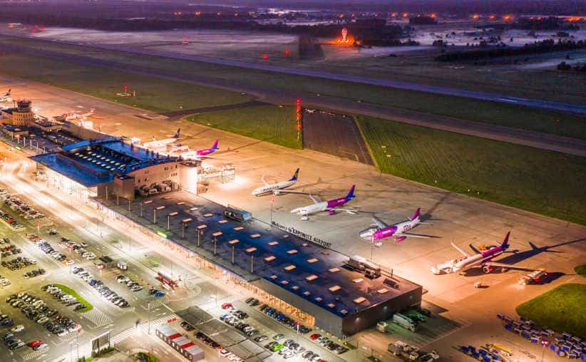 The international airport in Katowice seen from above
