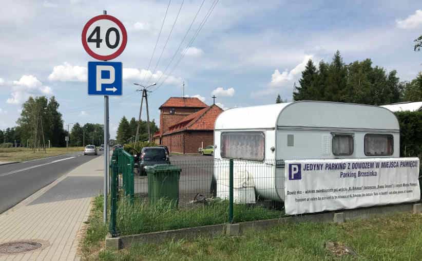 Small parking lot 1 km from Auschwitz II Birkenau main gate