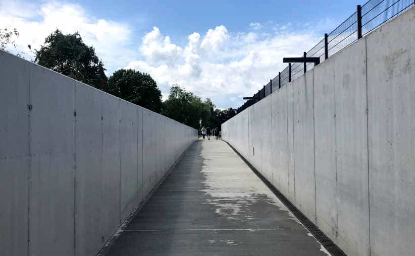 A tunnel leading to the main gate and exhibition at Auschwitz I Main Camp.