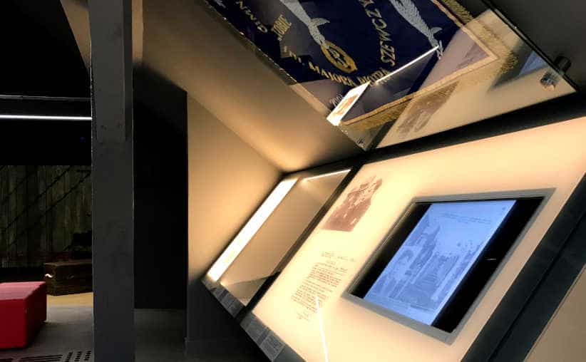 Interactive info boards inside the Remembrance Museum of Land of Oświęcim Residents