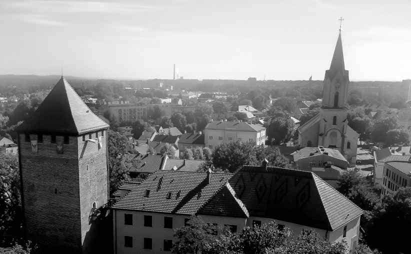 The town of Oswiecim panorama, the image is licensed under the Creative Commons Attribution-Share Alike 4.0 International.