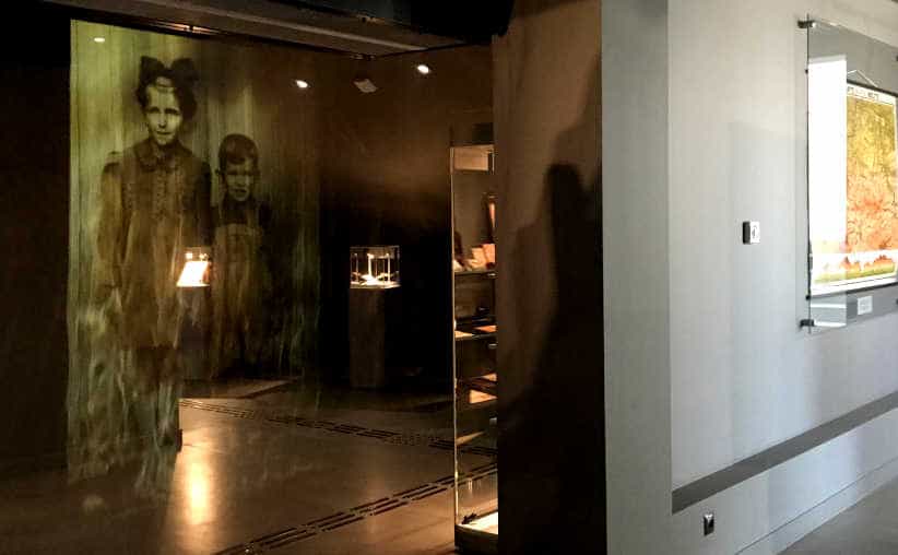 Misty picture and exhibits inside the Remembrance Museum of Land of Oświęcim Residents