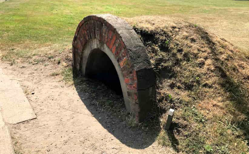 A small anti-aircraft bunker nearby the main gate of Auschwitz I Main Camp.