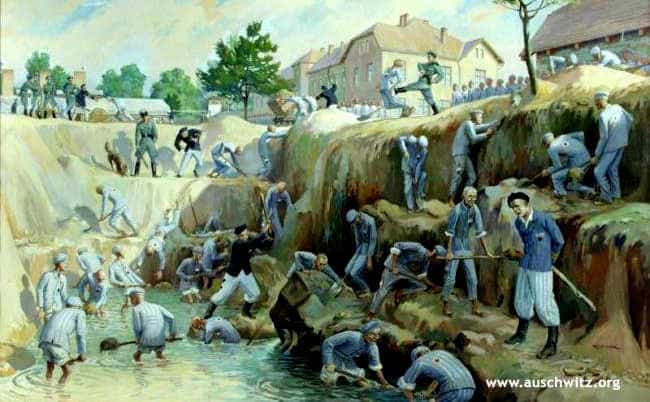 "Digging foundations for Block 15" by Władysław Siwek, Auschwitz survivor. Source: auschwitz.org