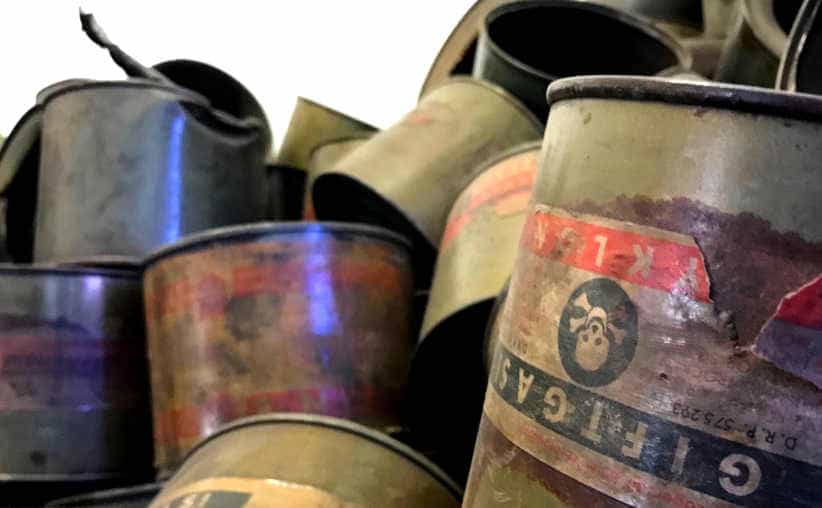 The Zyklon B cans in Block 4, Auschwitz I Main Camp