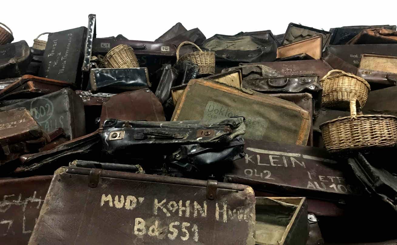 The suitcases of Auschwitz deportees in Block 5 upstairs, Main exhibition