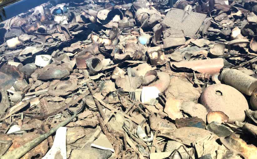Remains of the partly burned Canada warehouses at Auschwitz-II-Birkenau.