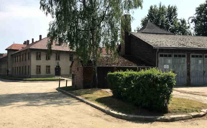 SS restaurant/hospital and garages nearby the crematorium at Auschwitz I Main Camp.