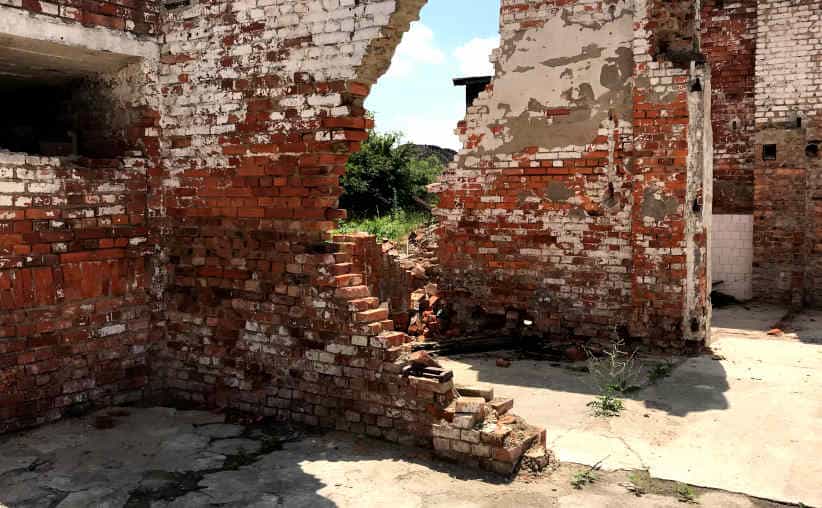 Ruins of a food warehouse near Auschwitz-II-Birkenau.